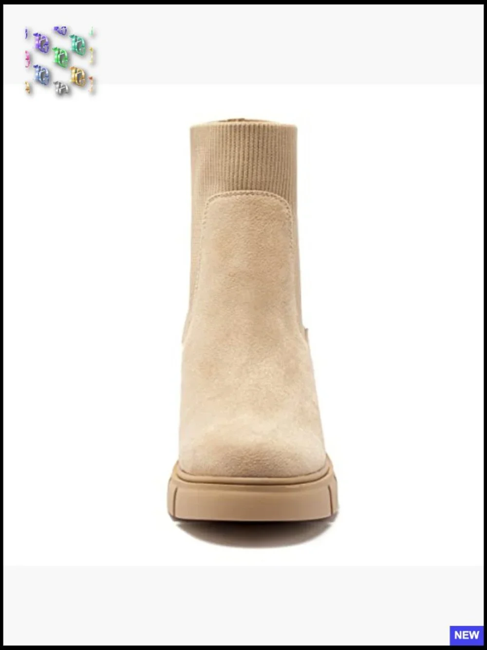 Chunky Block Heel Platform Lug Sole Ankle Booties Elastic Chelsea Boots